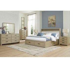 Calmoro Gray Wash 6 Drawer Dresser and Rectangular Mirror