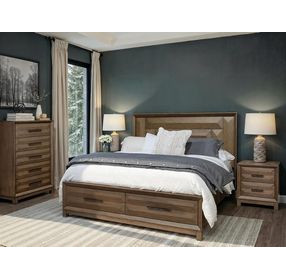 Callisto Bourbon Brown and Santa Cruz Upholstered Storage Panel Bedroom Set