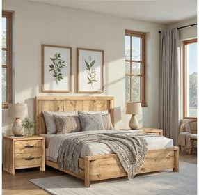 Highridge Honey Wheat King Panel Bed