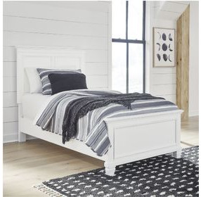 Fortman White Twin Panel Bed