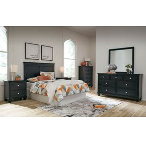 Lanolee Black 7 Drawer Dresser and Rectangular Mirror