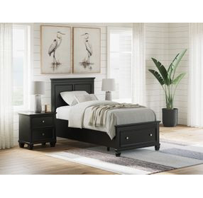 Lanolee Black Twin Storage Panel Bed