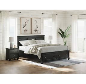 Lanolee Black California King Storage Panel Bed