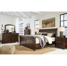 Porter Rustic Brown 7 Drawer Dresser and Arched Mirror