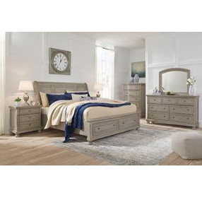 Lettner Light Gray 7 Drawer Dresser and Arched Mirror