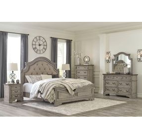 Lodenbay Antique Gray and Brown 7 Drawer Dresser with Arched Mirror