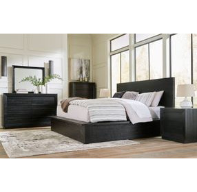 Londer Black 6 Drawer Dresser and Rectangular Mirror