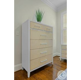 Oceanview Sand and Stark White 6 Drawer Woven Chest