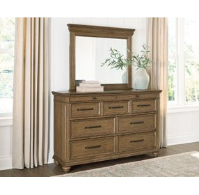 Drojan Medium Brown Dresser and Mirror