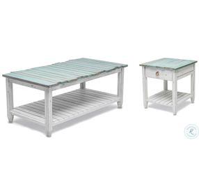 Garden Gate Distressed Bleu and White Rectangular Ocassional Table Set