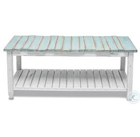 Garden Gate Distressed Bleu and White Rectangular Ocassional Table Set