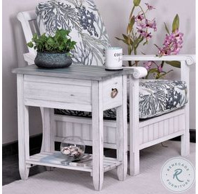 Garden Gate Distressed Bleu and White Rectangular Chairside Table