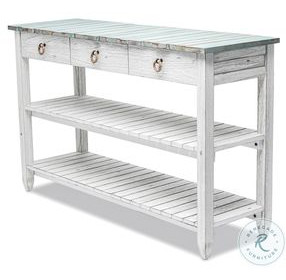 Garden Gate Distressed Bleu and White Entertainment Center