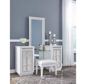 Chalanna White 6 Drawer Vanity Desk with USB Charging and LED