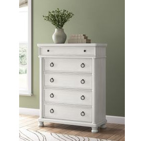 Chadworth Antique White 5 Drawer Chest