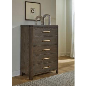 Brillynd Burnished Brown 5 Drawer Chest