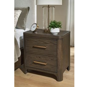 Brillynd Rich Burnished Brown 2 Drawer Nightstand with USB Charging