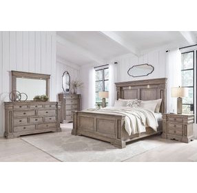Blairhurst Light Grayish Brown 10 Drawer Dresser and Rectangular Mirror with LED