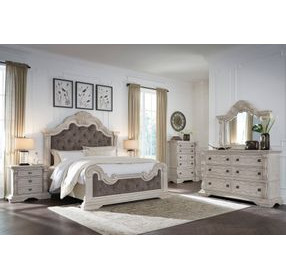 Valleymont Antique White 6 Drawer Dresser and Arched Mirror
