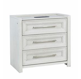 B00967 White Open Nightstand With LED Lighting