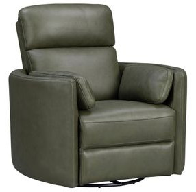 Radius Lyric Sage Leather Swivel Glider Power Recliner with USB Charging