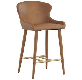 Cascade Milliken Cognac Upholstered Counter Height Stool