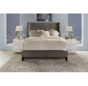 Angel Himalaya Charcoal Queen Upholstered Panel Bed