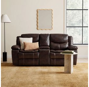 Bastrop Dark Brown Reclining Console Loveseat