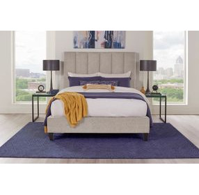 Avery Dune Natural Performance Fabric Queen Upholstered Panel Bed