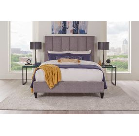 Avery Stream Gray Performance Fabric Queen Upholstered Panel Bed