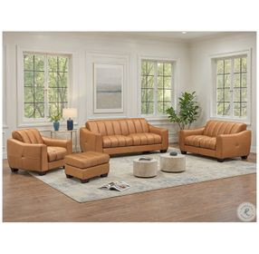 Baylor Cinnamon Brown Leather Living Room Set