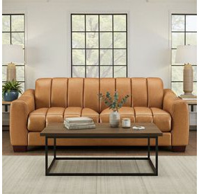 Baylor Cinnamon Brown Leather 84" Sofa