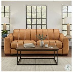 Baylor Cinnamon Leather 84" Sofa