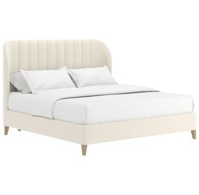 Dante Custard Performance Fabric Queen Upholstered Wide Channel Panel Bed