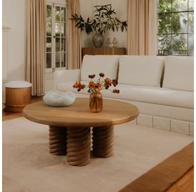 Treccia Oak Round Occasional Table Set