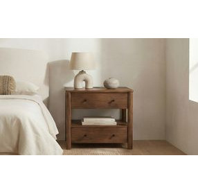 Lottie Brown 2 Drawer Nightstand