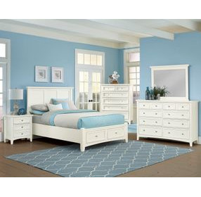 Bonanza White Queen Mansion Storage Panel Bed