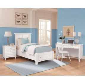 Bonanza White Twin Mansion Storage Panel Bed