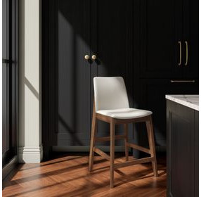 Deco White Upholstered Counter Height Stool