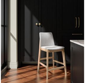 Deco Oak Light Gray Upholstered Counter Height Stool