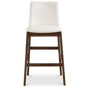 Deco White Upholstered Bar Stool