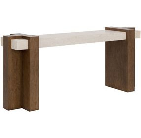 Minerva Cream and Brown Rectangular Marble Top Console Table