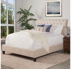 Cameron Downy Natural King Upholstered Panel Bed
