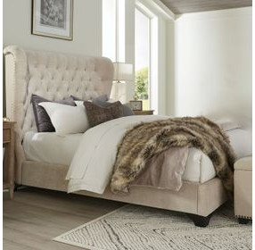 Chloe Meringue Natural King Upholstered Panel Bed