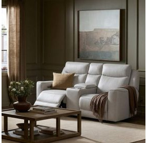Chester Denisa Soft White Leather 76" Power Reclining Console Loveseat with Power Lumbar and USB Charging
