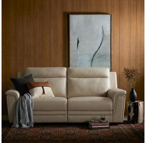 Harper Berlin Cream Leather 64" Power Reclining Loveseat with Power Lumbar and USB Charging