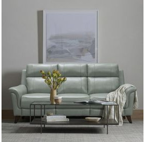 Kester Lorenzo Mint Leather 86" Power Reclining Sofa with Power Headrest and USB Charging
