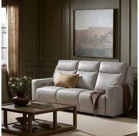 Chester Denisa Soft White Leather 85" Power Reclining Sofa with Power Lumbar and USB Charging