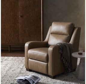 Ayden Hillwood Toffee Leather Power Recliner with Power Headrest and Power Lumbar