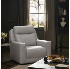 Chester Denisa Soft White Leather Power Recliner with Power Lumbar